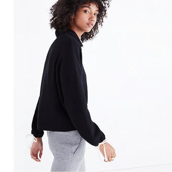 Miles by Madewell Women's Funnel Neck - Tie Sleeve Sweater Black Size Small - Picture 2 of 8